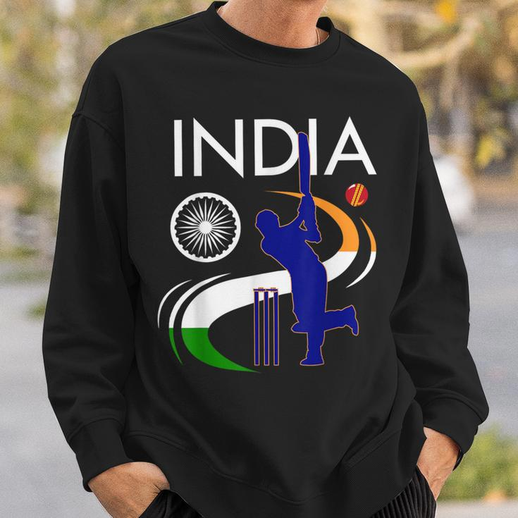 India Cricket With Indian Flag Brush Stroke Sweatshirt Gifts for Him