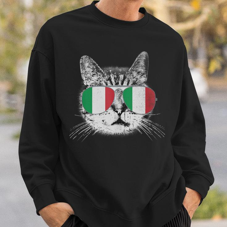 Italian Italy Flag Country Roots Cat Lover Pride Gift Family Sweatshirt Gifts for Him