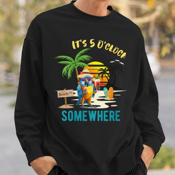 It's 5 O’Clock Somewhere Parrot Sunset Drinking Sweatshirt Gifts for Him