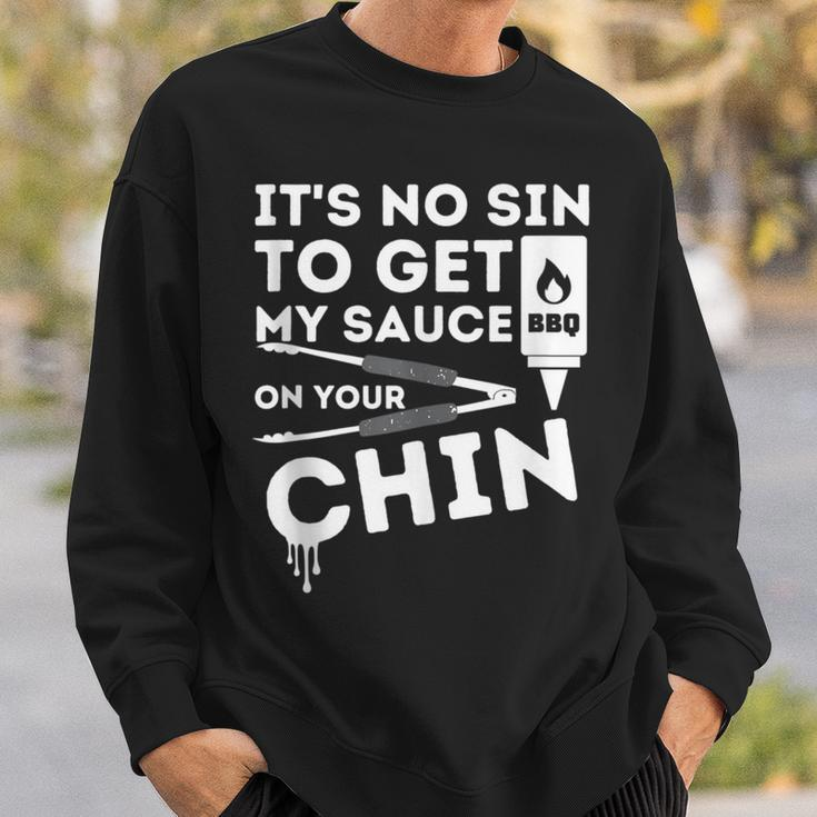 It's No Sin To Get My Sauce Bbq Smoker Barbecue Grill Sweatshirt Gifts for Him