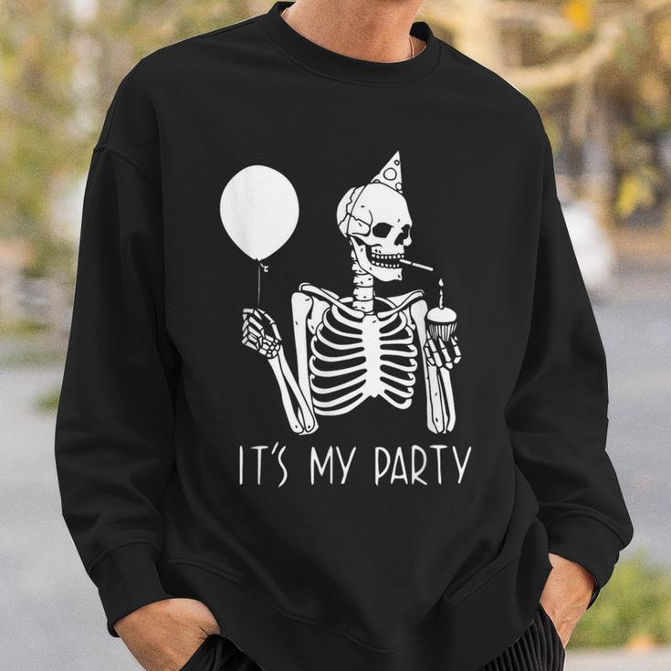 Its My Party Lazy Halloween Costume Skeleton Skull Birthday Sweatshirt Gifts for Him