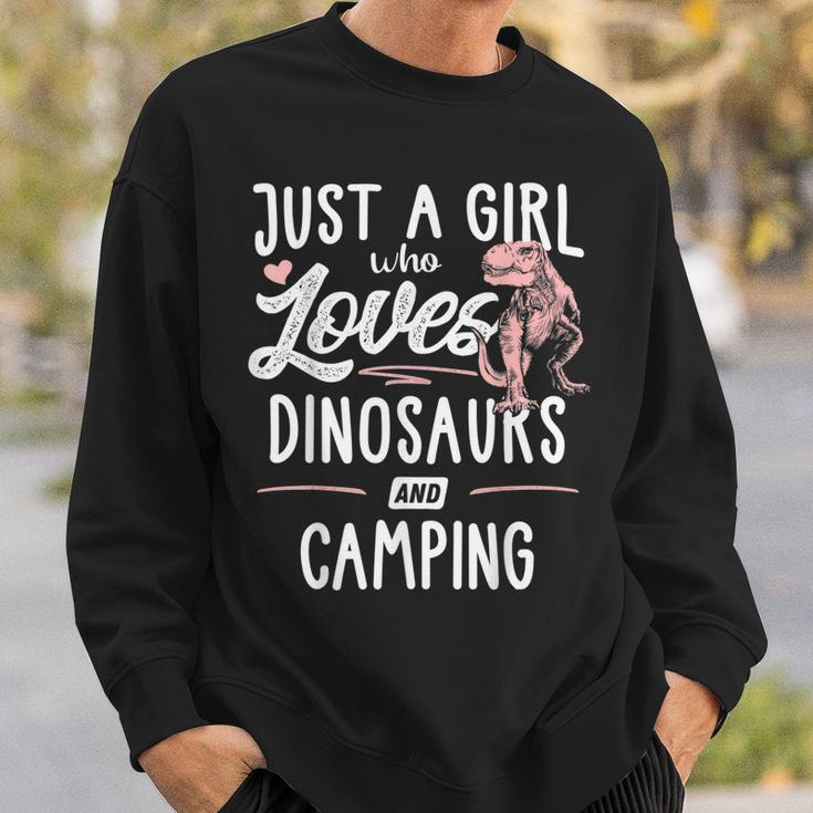 Just A Girl Who Loves Dinosaurs And Camping Dinosaur Sweatshirt Gifts for Him