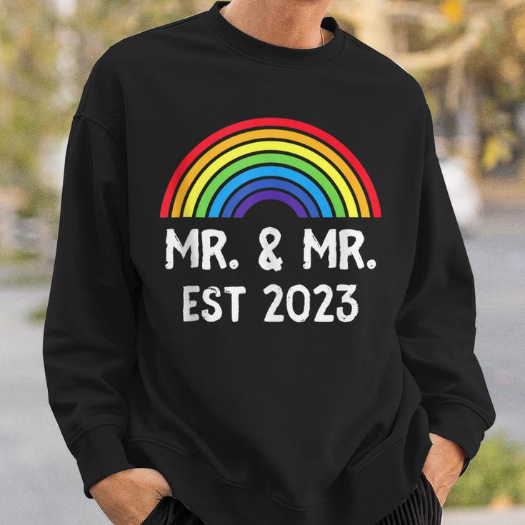 Just Married Engaged Lgbt Gay Wedding Mr And Mr Est 2023 Sweatshirt Gifts for Him