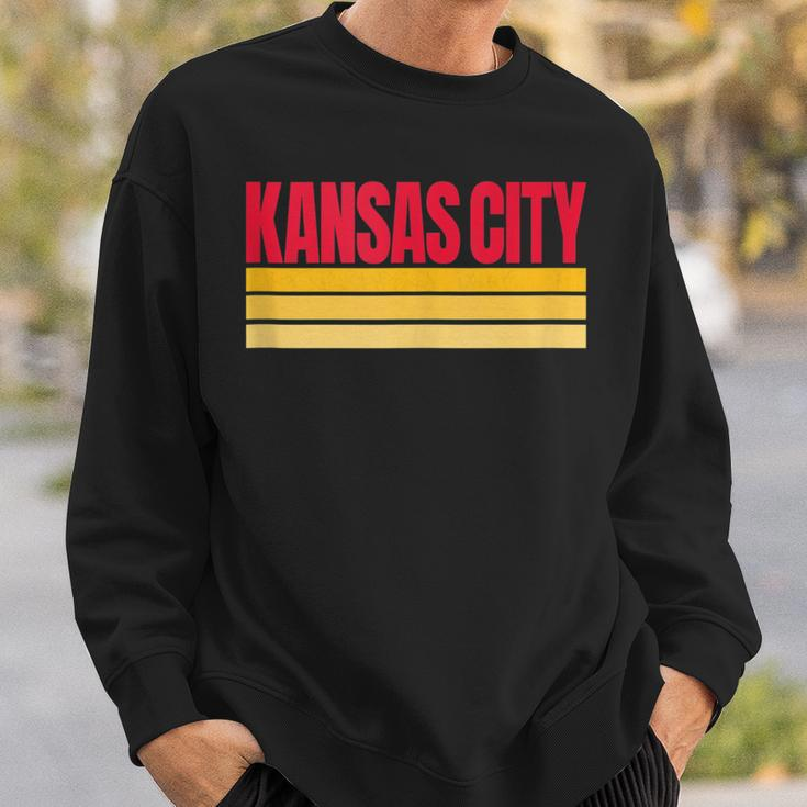Kansas City Red Yellow Retro Striped Hometown Kansas City Kc Sweatshirt Gifts for Him