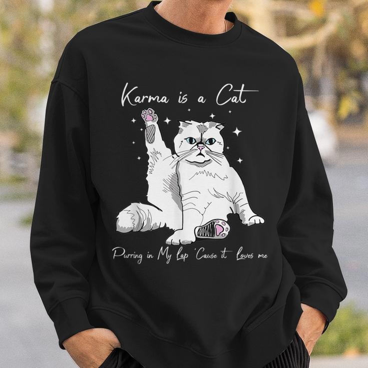 Karma-Is A Cat-Purring In My-Lap-Cause It Loves-Me-Cat-Lover Sweatshirt Gifts for Him