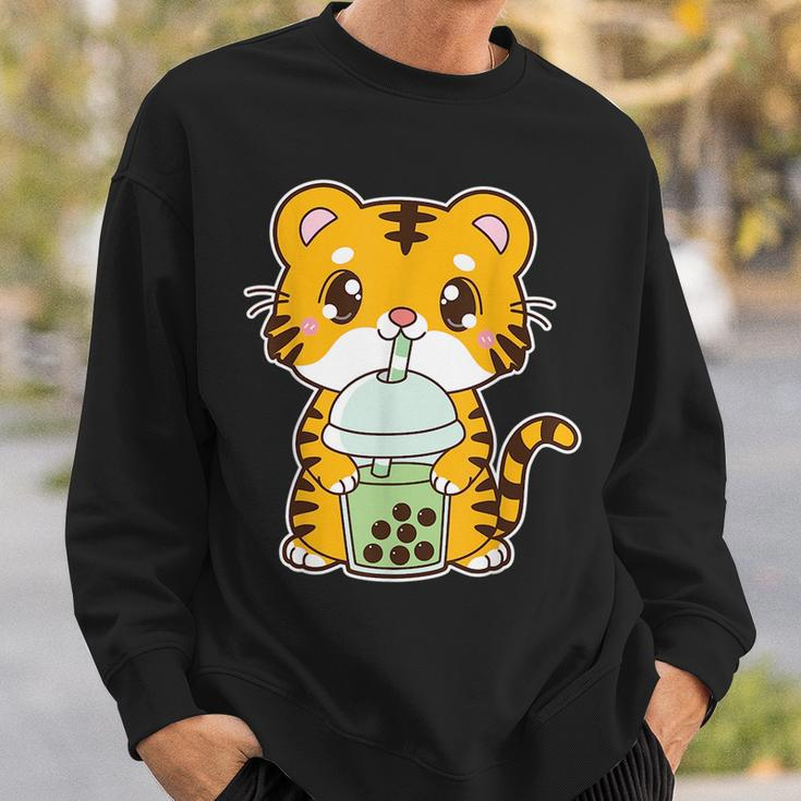 Kawaii Cute Zodiac Boba Tiger Matcha Green Bubble Milk Tea Sweatshirt Gifts for Him