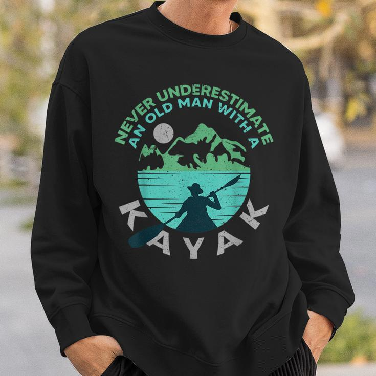 Kayaking Dad Never Underestimate An Old Man With A Kayak Sweatshirt Gifts for Him