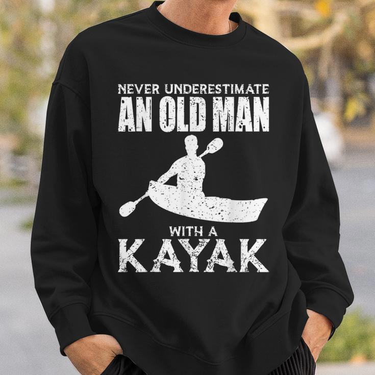 Kayaking Never Underestimate An Old Man With A Kayak Sweatshirt Gifts for Him