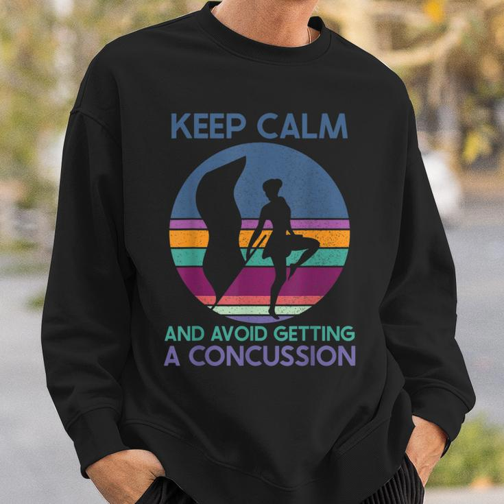 Keep Calm And Avoid Getting A Concussion Retro Color Guard Sweatshirt Gifts for Him