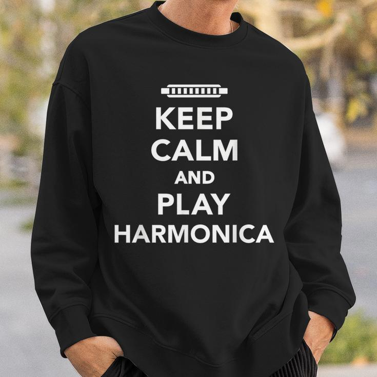 Keep Calm And Play Harmonica Sweatshirt Gifts for Him