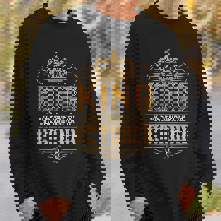 This King Was Born On October 8Th Libra Scorpio Sweatshirt Gifts for Him