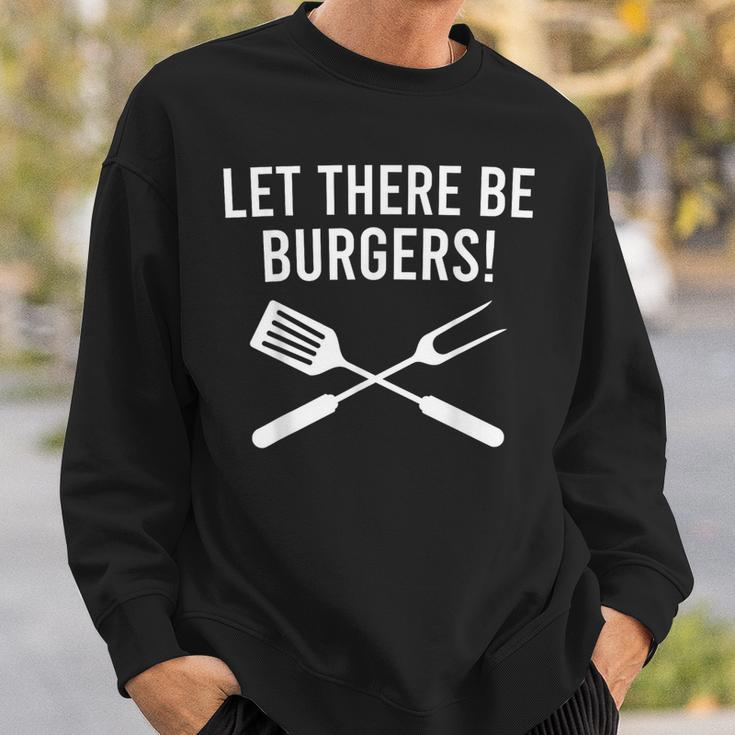 Let There Be Burgers Fork & Spatula Grilling Cookout Sweatshirt Gifts for Him