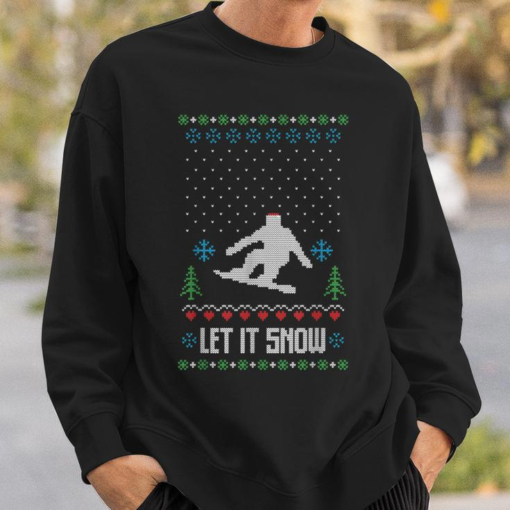 Let It Snow Ugly Christmas Apparel Snowboard Sweatshirt Gifts for Him