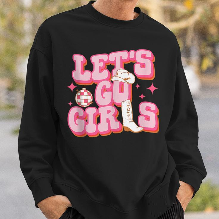 Lets Go Girls Cowboy Hat Cowgirl Boots Bachelorette Party Sweatshirt Gifts for Him