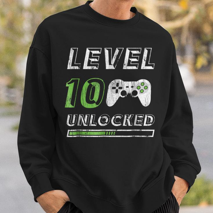 Level 10 Unlocked 10 Year Old Gamer Funny Birthday Sweatshirt Gifts for Him