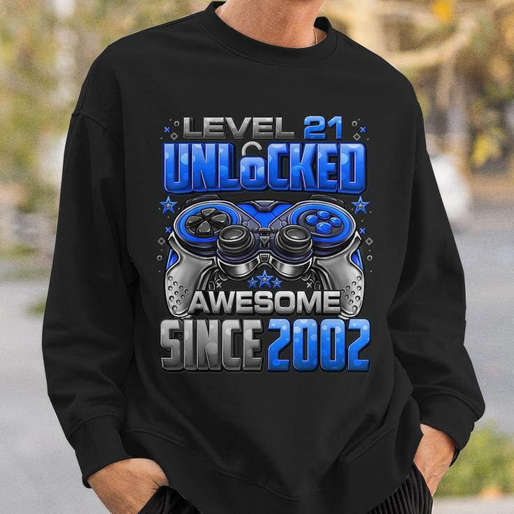 Level 21 Unlocked Awesome Since 2002 21St Birthday Gaming Sweatshirt Gifts for Him