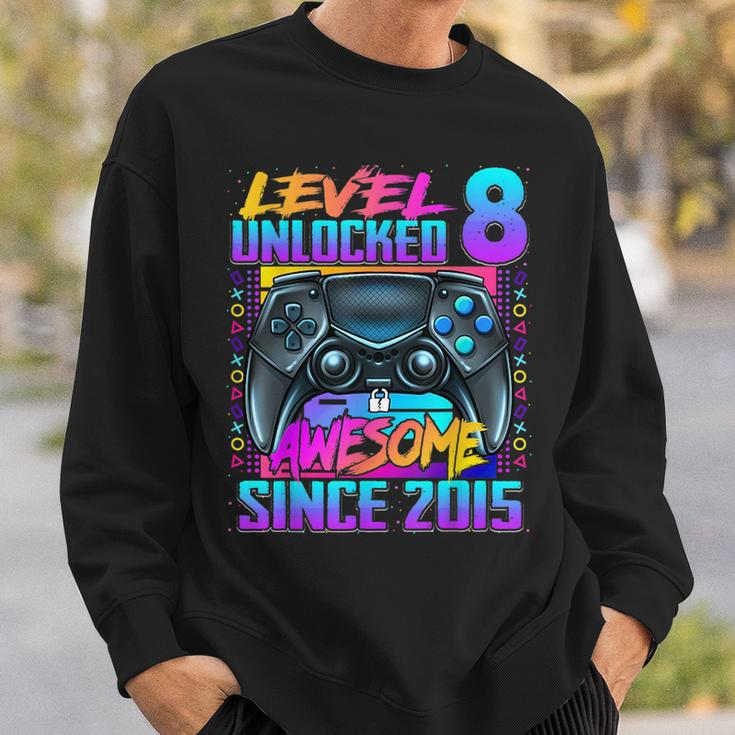 Level 8 Unlocked Awesome Since 2015 8Th Birthday Gaming Kids Sweatshirt Gifts for Him