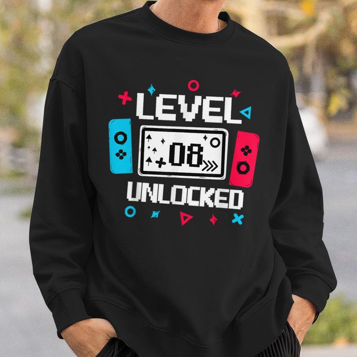 Level 8 Unlocked Gamer 8Th Birthday Video Game Lovers Sweatshirt Gifts for Him