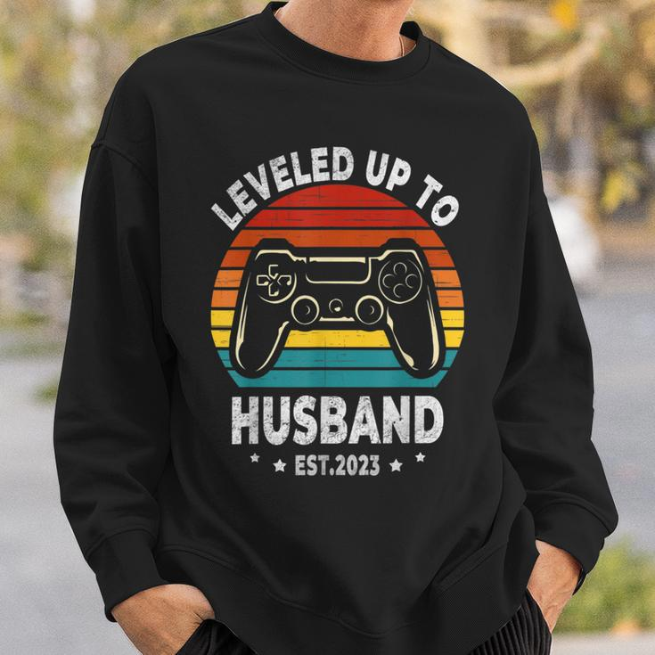 Leveled Up To Husband Est 2023 Newly Married Bachelor Party Sweatshirt Gifts for Him