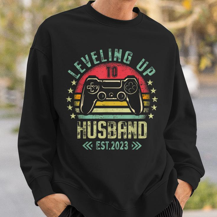 Leveling Up To Husband Level Unlocked Bachelor Party Grooms Sweatshirt Gifts for Him
