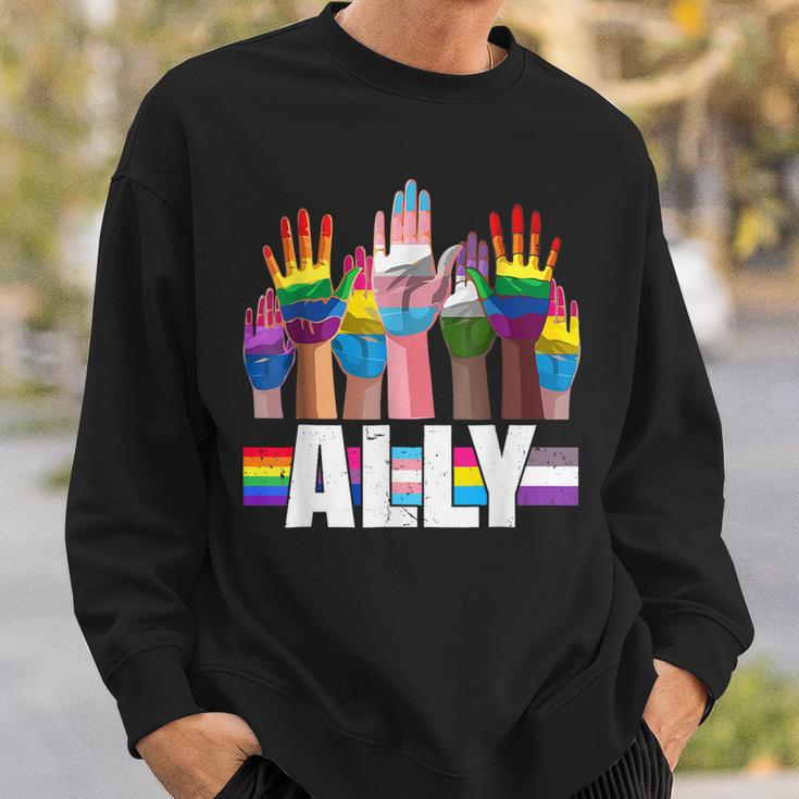 Lgbtq Ally For Gay Pride Month Transgender Flag Distressed Sweatshirt Gifts for Him