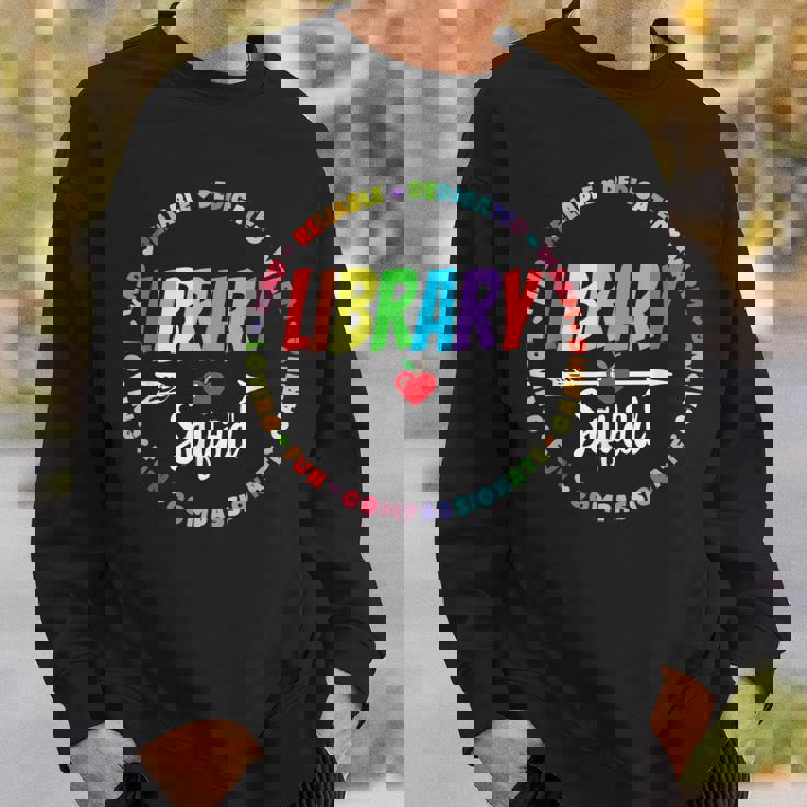 Library Squad Funny School Librarian Life Book Nerd Crew Sweatshirt Gifts for Him