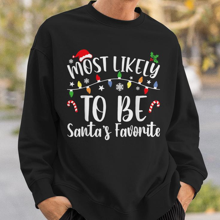 Most Likely To Be Santa's Favorite Christmas Family Matching Sweatshirt Gifts for Him