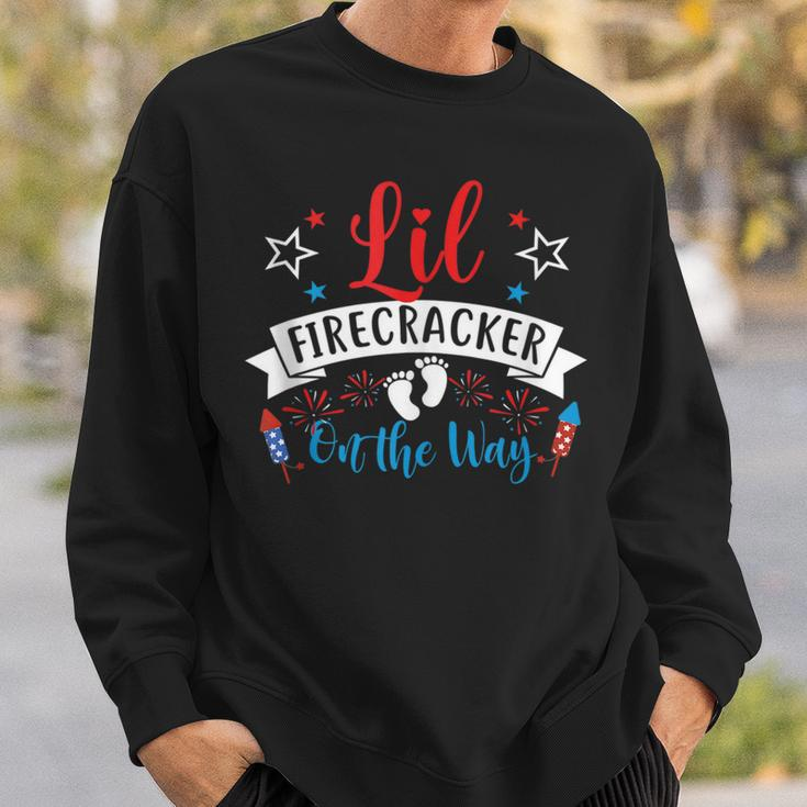 Lil Firecracker On The Way Cute 4Th Of July Pregnancy Sweatshirt Gifts for Him