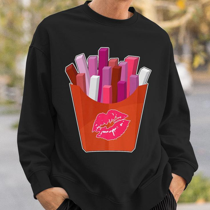 Lipstick Lesbian Lgbtq Potato French Fries Gay Pride Sweatshirt Gifts for Him