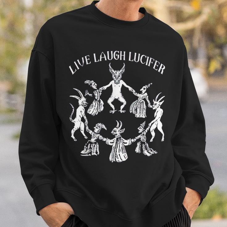 Live Laugh Lucifer Horror Satan Satanic Demonc Devil Goat Sweatshirt Gifts for Him