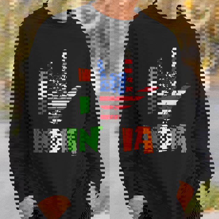 I Love India Sign Language Flag Of Usa And India Indian Sweatshirt Gifts for Him