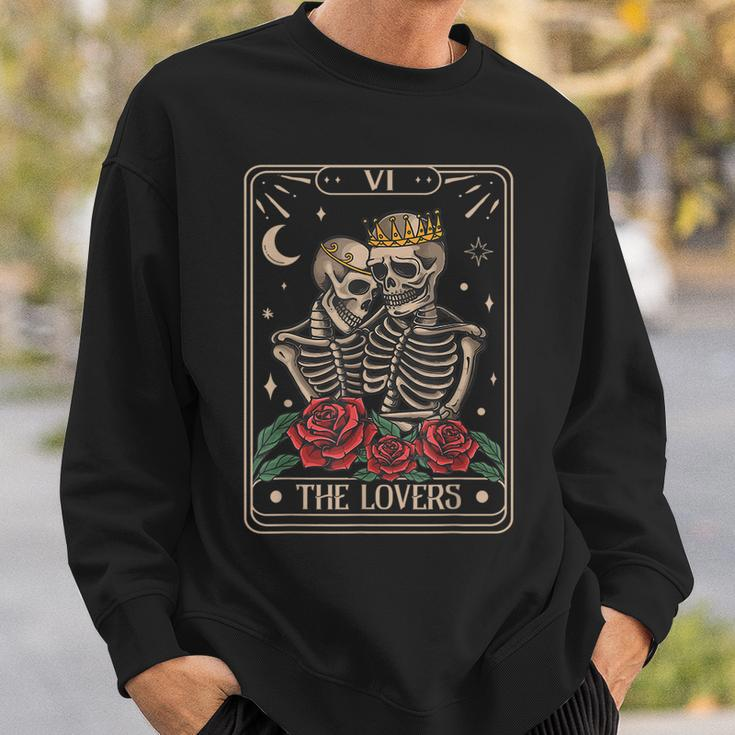 The Lovers Vintage Tarot Card Astrology Skull Horror Occult Astrology Sweatshirt Gifts for Him