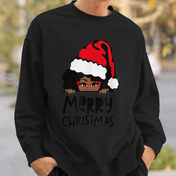 That Melanin Christmas Mrs Claus Santa Black Peeking Claus Sweatshirt Gifts for Him