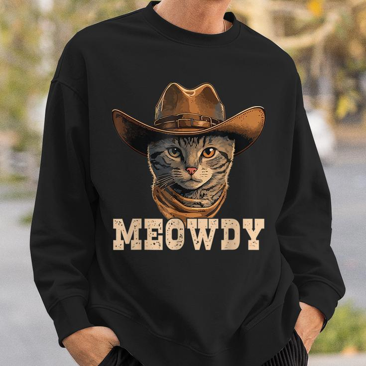 Meowdy Funny Country Cat Cowboy Hat Cat Howdy Sweatshirt Gifts for Him