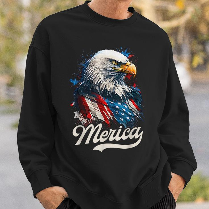 Merica Patriotic Eagle Freedom 4Th Of July Usa American Flag Sweatshirt Gifts for Him