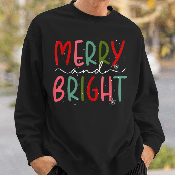 Merry And Bright Christmas Women Girls Kids Toddlers Cute Sweatshirt Gifts for Him
