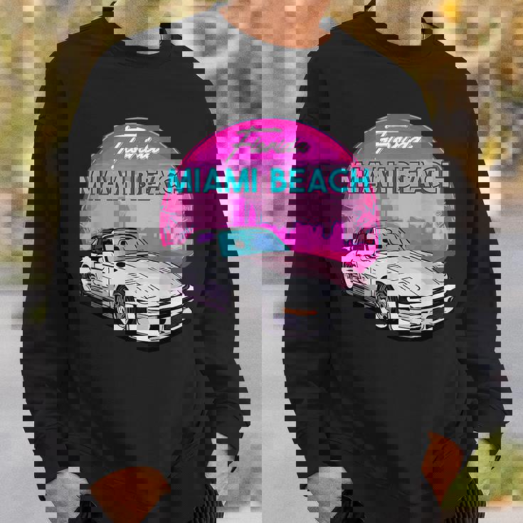 Miami Beach Florida Miami Palm Trees And Vintage Car Florida Gifts & Merchandise Funny Gifts Sweatshirt Gifts for Him