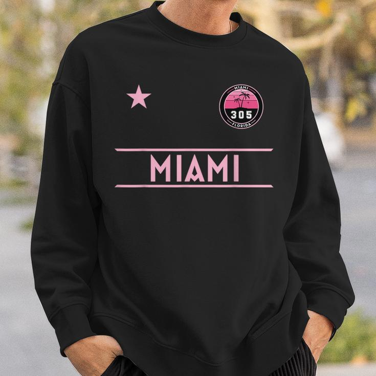 Miami Palm Tree Mini Pink Badge - 305 Area Code Edition Sweatshirt Gifts for Him