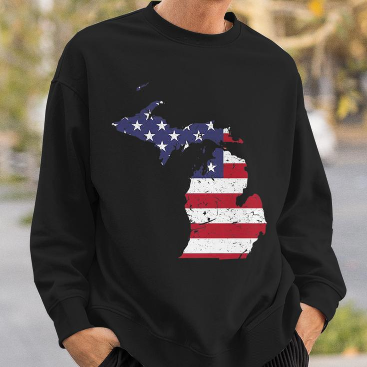 Michigan Map State American Flag 4Th Of July Pride Sweatshirt Gifts for Him