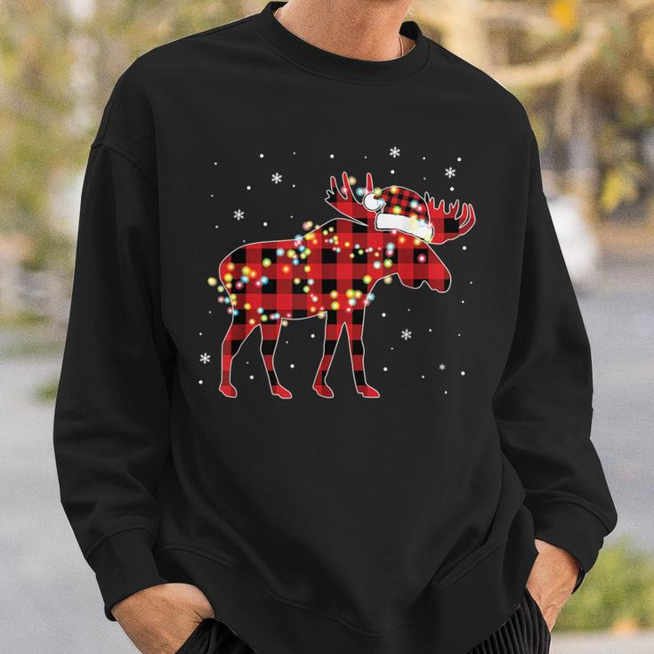 Moose Christmas Red Plaid Buffalo Pajama Matching Sweatshirt Gifts for Him