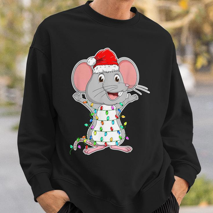 Mouse Wearing Santa Hat Xmas Rats Mouse Lover Christmas Sweatshirt Gifts for Him