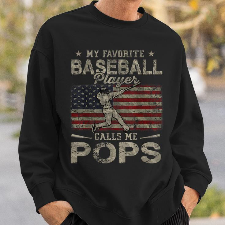 My Favorite Baseball Player Calls Me Pops Fathers Day Sweatshirt Gifts for Him
