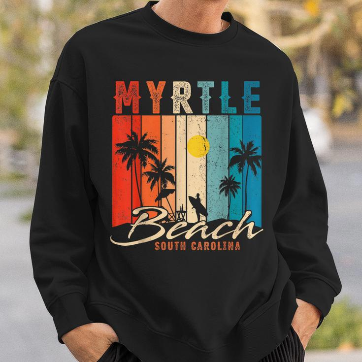Myrtle Beach Vintage Summer Vacation Palm Trees Sunset Sweatshirt Gifts for Him
