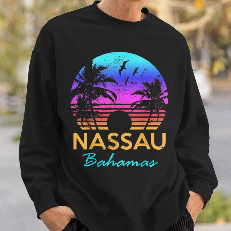 Nassau Bahamas Beach Trip Retro Sunset Summer Vibes Graphic Bahamas Funny Gifts Sweatshirt Gifts for Him