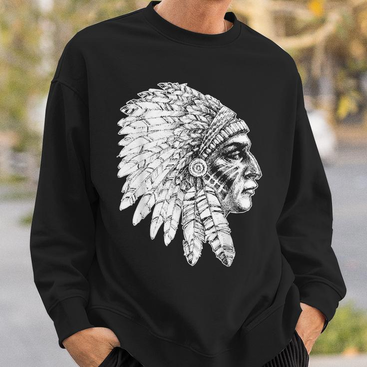 Native American Feather Headdress America Indian Chief Sweatshirt Gifts for Him