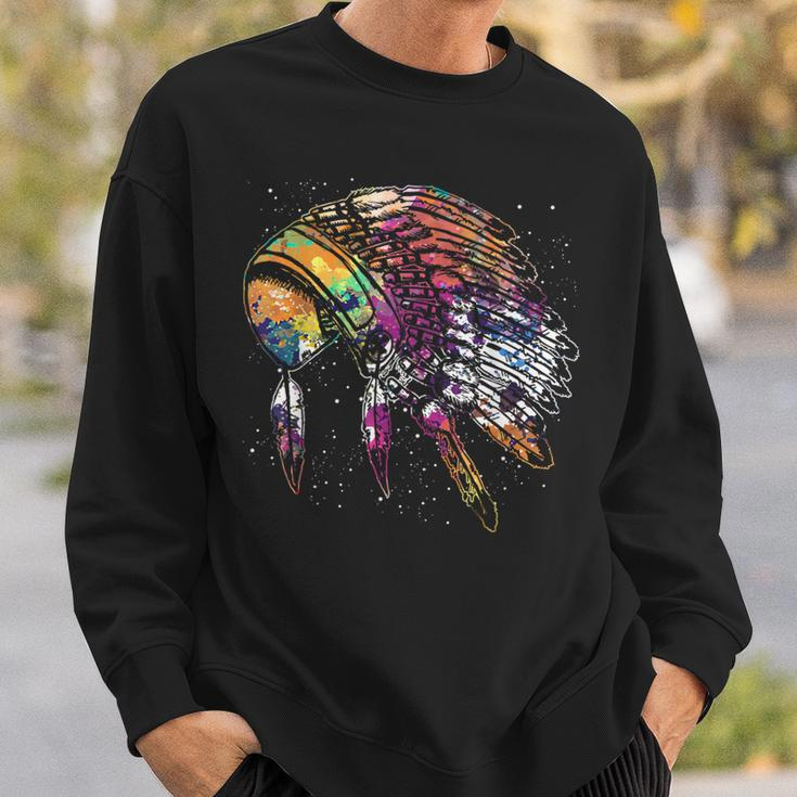 Native American Heritage Colorful Headdress Native American Sweatshirt Gifts for Him