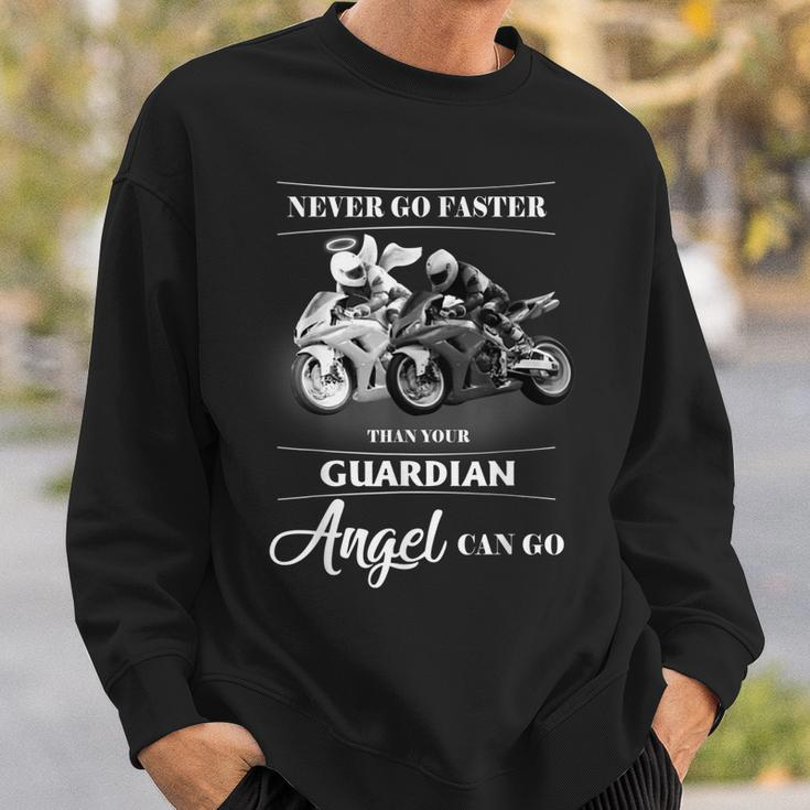 Never Go Faster Than Your Guardian Angel Can Go Motorcycle Sweatshirt Gifts for Him