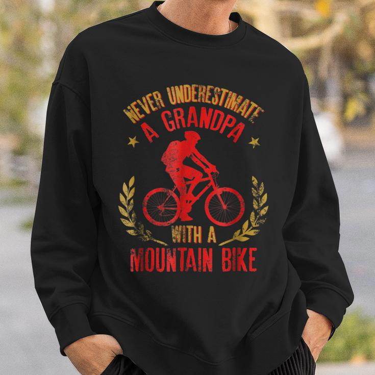 Never Underestimate A Grandpa With A Mountain Bike Sweatshirt Gifts for Him