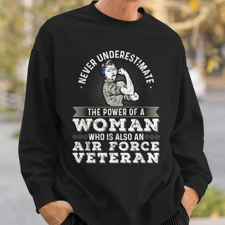 Never Underestimate A Woman Air Force Veteran Soldier Sweatshirt Gifts for Him