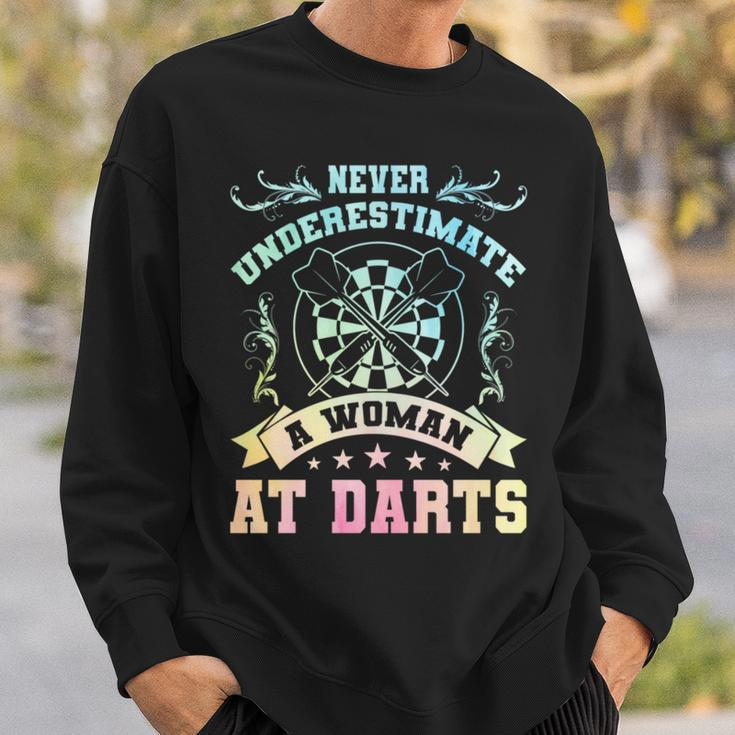 Never Underestimate A Woman At Darts Dartplayer Darting Sweatshirt Gifts for Him